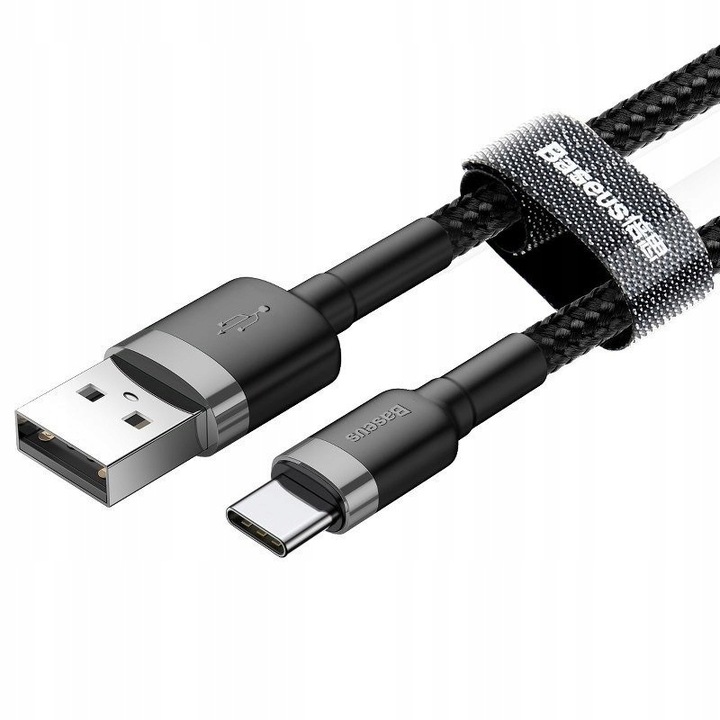Mocny kabel USB-A - USB-C 2m Baseus w oplocie Szybkie ładowanie 2A typ C QC