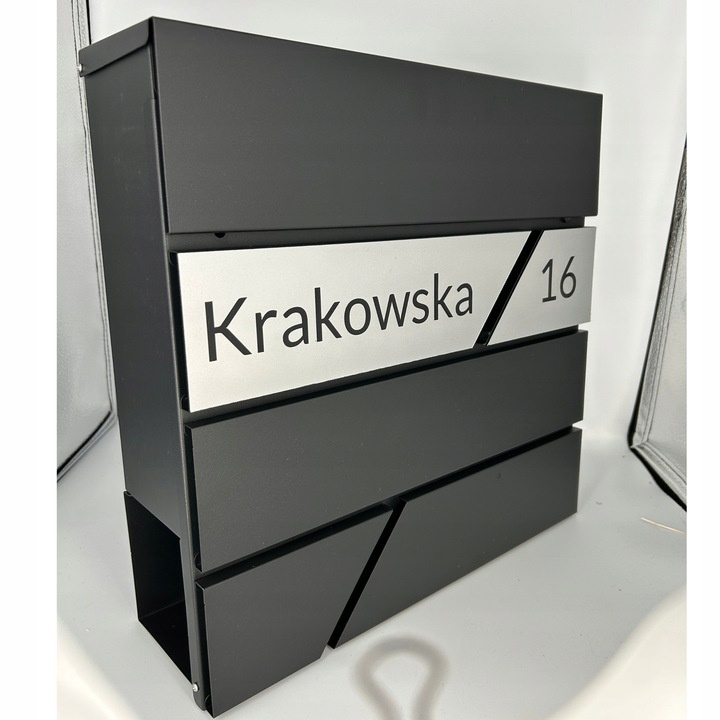 DUŻA SKRZYNKA NA LISTY Z ADRESEM NUMEREM DOMU ANTRACYT POCZTOWA GRAWEROWANA