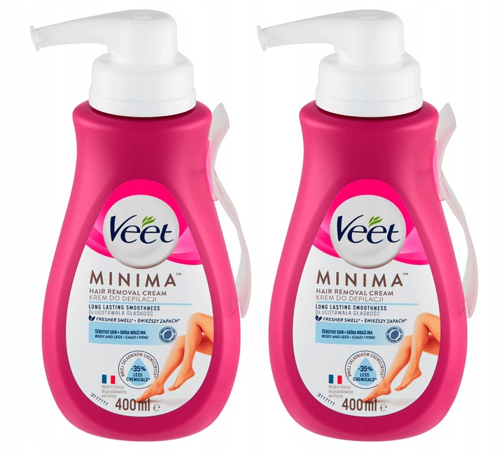 Krem do depilacji VEET MINIMA dla SKÓRY WRAŻLIWEJ z aloesem ZESTAW 2x 400ml
