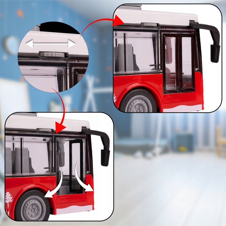 AUTOBUS MIEJSKI INTERAKTYWNY Z NAPĘDEM 1:16 OTWIERANE DRZWI DLA DZIECI