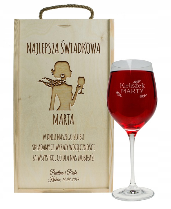 PUDEŁKO NA ALKOHOL PODZIĘKOWANIE DLA ŚWIADKOWEJ ŚWIADKA GRAWER PREZENT