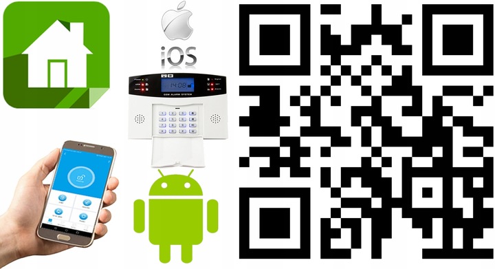 BEZPRZEWODOWY ALARM LCD GSM APP SYRENY POLSKI