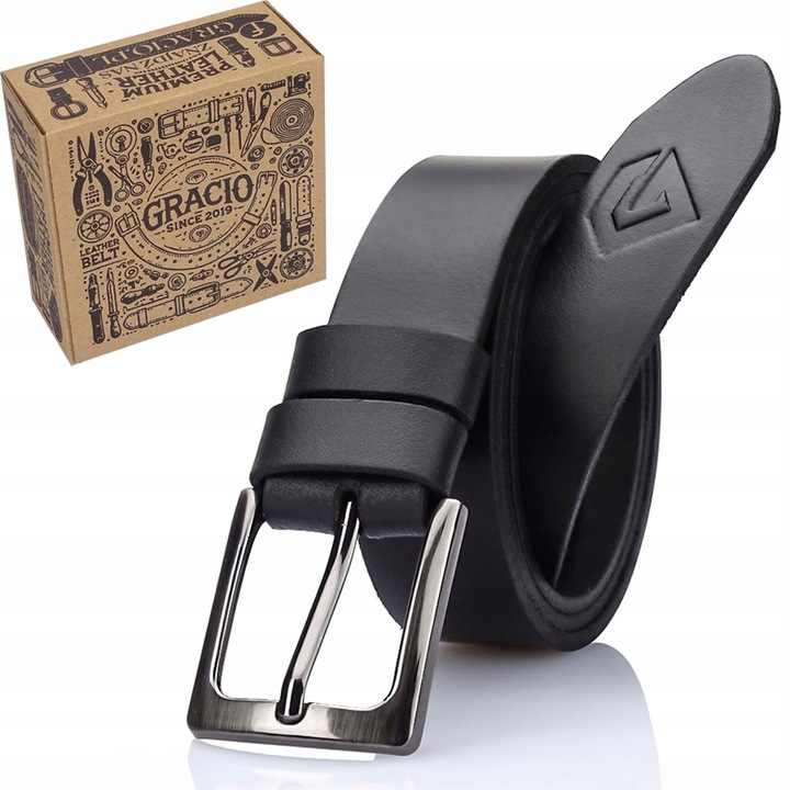 PASEK Męski Skórzany do SPODNI DŁUGI 135cm Czarny Skóra Naturalna