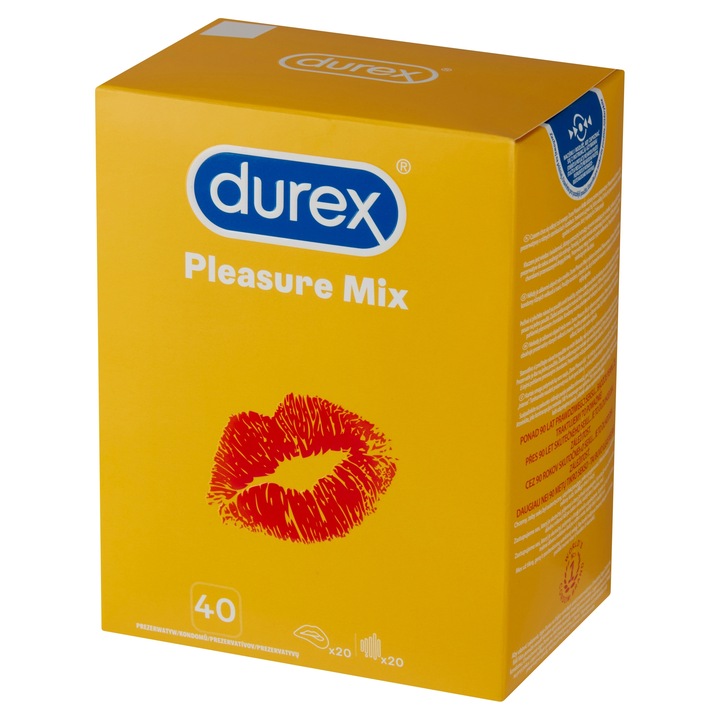 DUREX PLEASURE MIX 40 szt. 2 Różne Rodzaje Prezerwatywy Potęgujące Orgazm