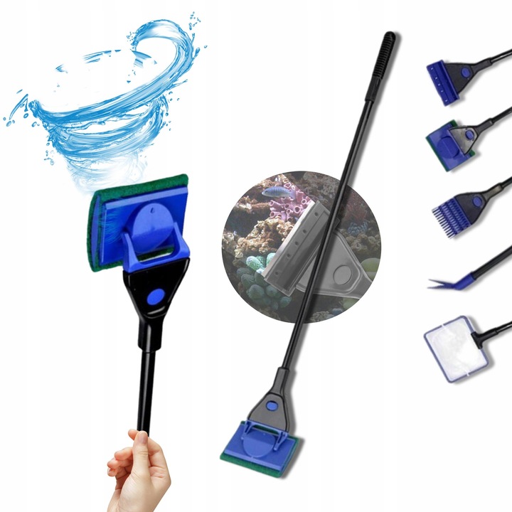 ZESTAW DO CZYSZCZENIA AKWARIUM 5 ELEMENTÓW CZYŚCIK SKROBAK ŁOPATKA 48 CM