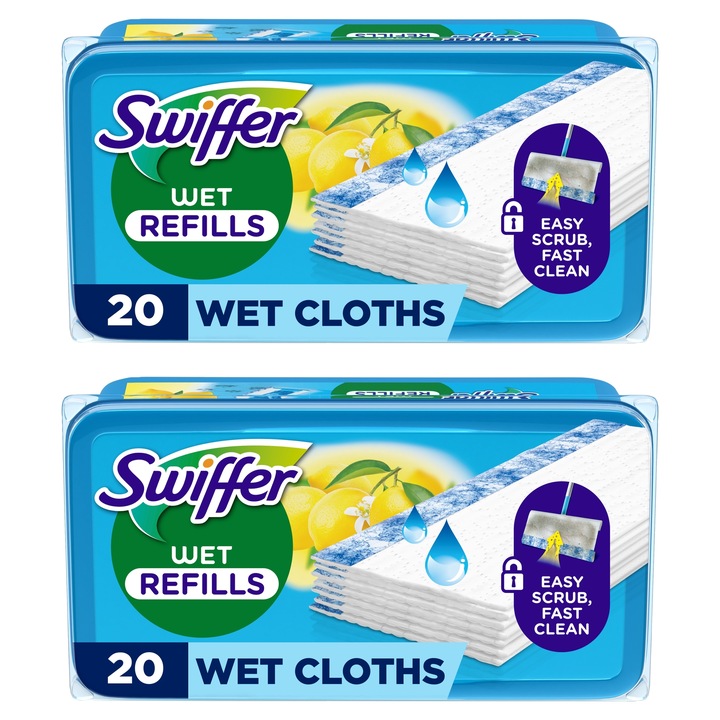 Swiffer Citrus Fresh, mokre chusteczki, wkłady do mopa, 40 sztuk