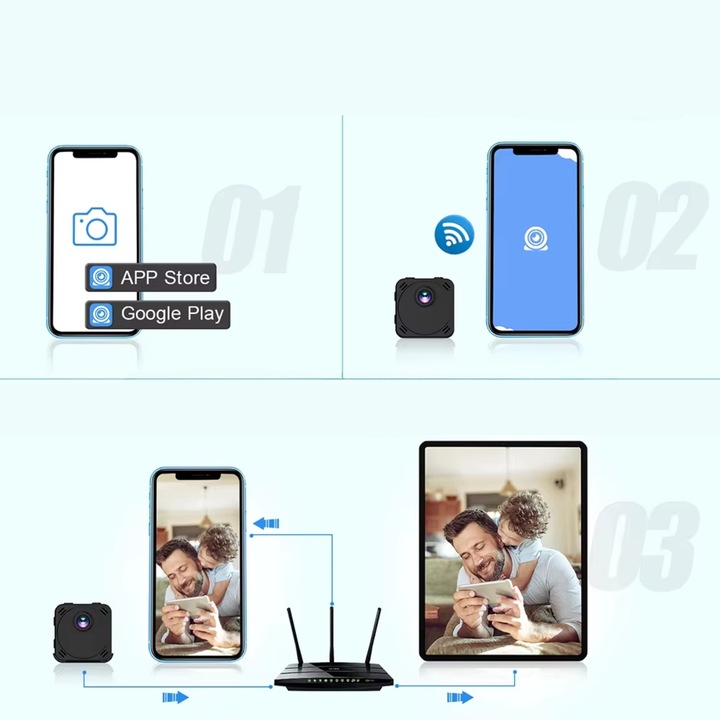 MINI KAMERA WIFI 1080P WYKRYWANIE RUCHU TRYB NOCNY PODGLĄD NA ŻYWO