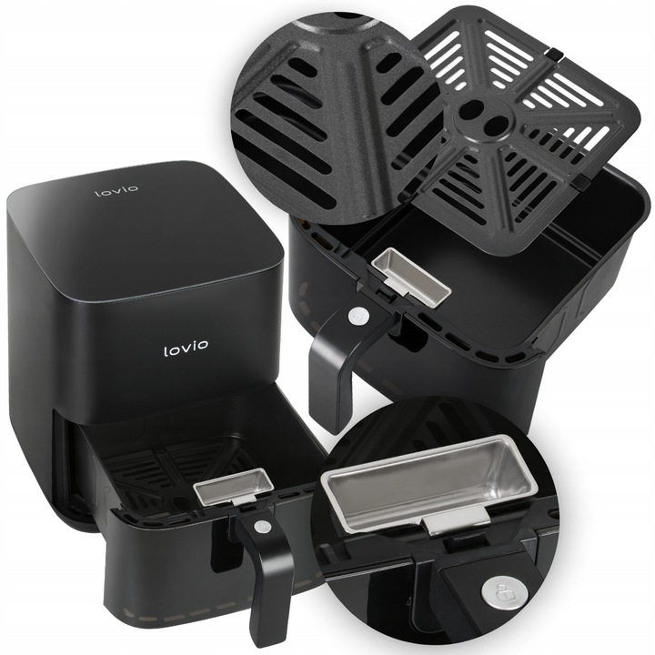 FRYTKOWNICA BEZTŁUSZCZOWA AIR FRYER FRYTOWNICA LOVIO 5L 8 PROGRAMÓW