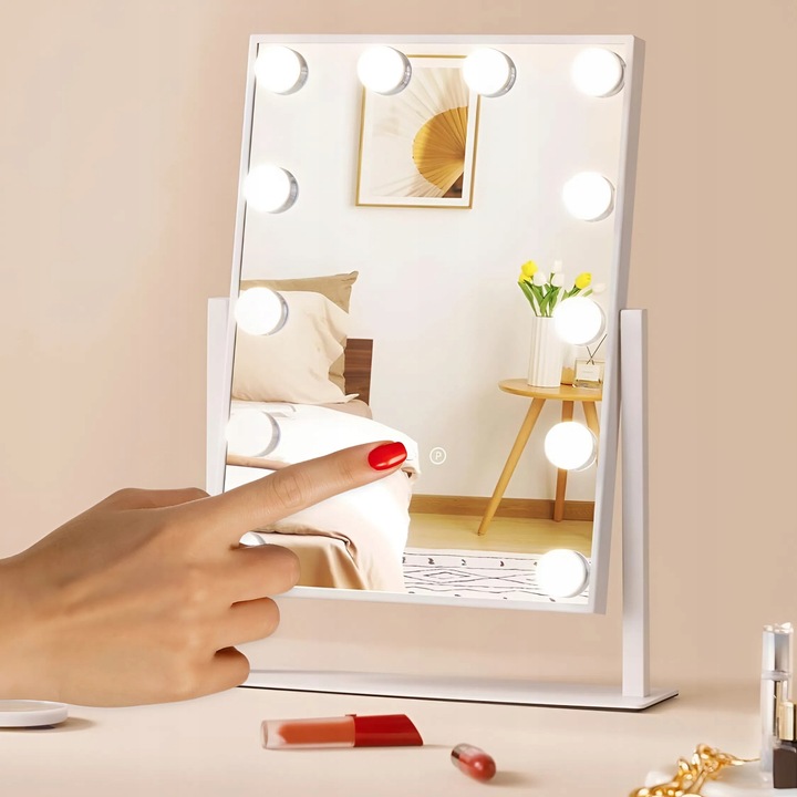 LUSTERKO KOSMETYCZNE HOLLYWOOD STOJĄCE LUSTRO DO MAKIJAŻU LED 12
