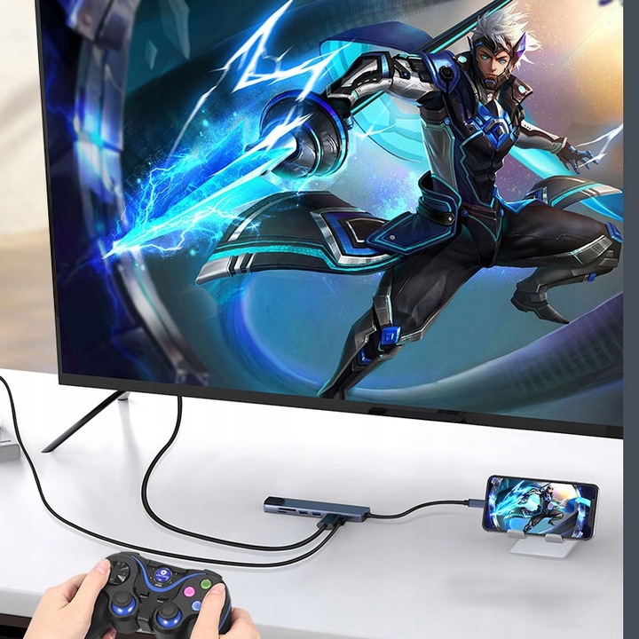 ADAPTER HUB 8w1 USB-C DisplayPort 8K 4K Ethernet RJ45 Macbook Pro Air M2 M3