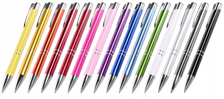 DŁUGOPISY REKLAMOWE Z GRAWEREM LOGO TWÓJ NAPIS CZARNY WKŁAD GRAWER 100 szt.