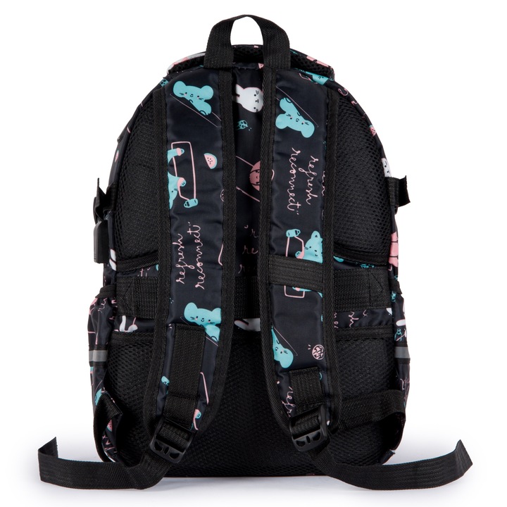 Plecak TORNISTER szkolny dziecięcy pojemny czarny Klasy 1-3 Odblaski BIVACC