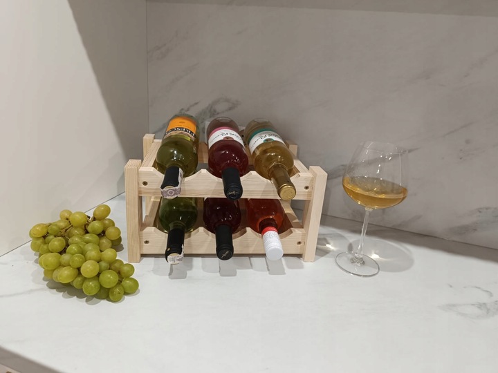 Stojak na 6 butelek wina, 34 x 24 x 17,5 cm drewno z elementami