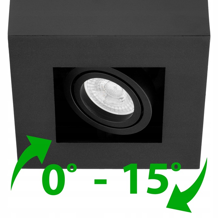 Oprawa Halogenowa Natynkowa Lampa Sufitowa Kwadratowa Ruchoma Czarna