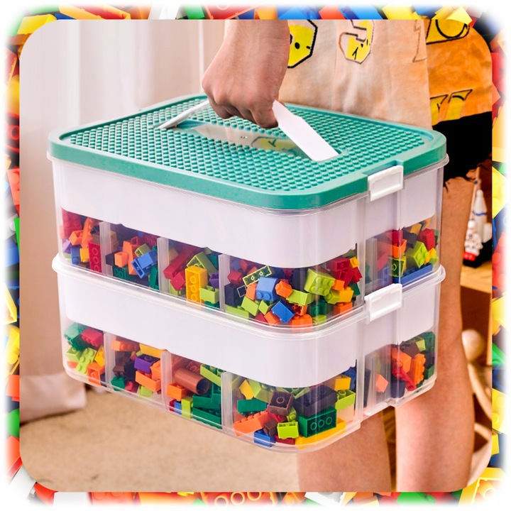 POJEMNIK na Klocki LEGO 4-PIĘTROWY WARSTWOWY ORGANIZER z Przegródkami 24 L