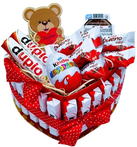 Tort KINDER Box Kosz Prezentowy Urodziny Prezent na Dzień Babci i Dziadka