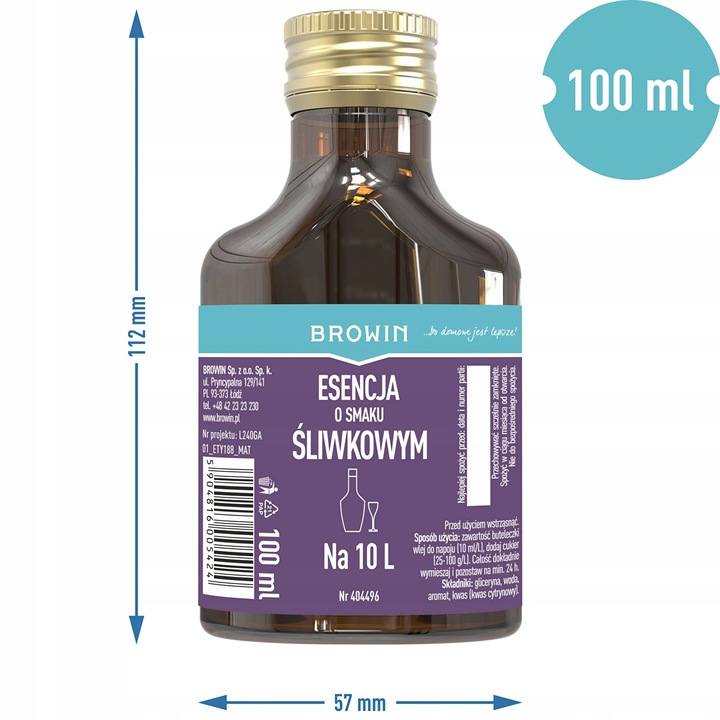 Zaprawka BROWIN śLIWKOWA 100ml na 10L 404496
