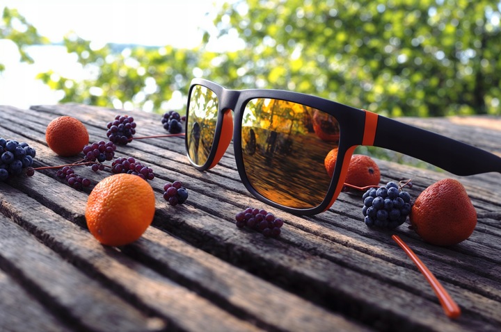 OKULARY PRZECIWSŁONECZNE Lustrzanki Polaryzacyjne Pomarańczowe + Etui UV400