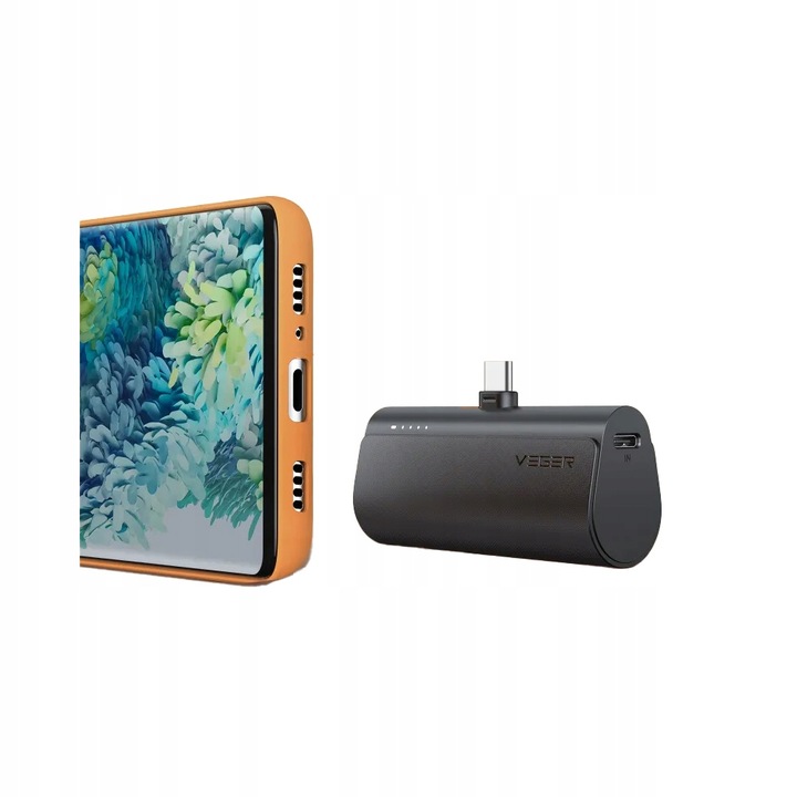 Powerbank VEGER PlugOn 5000mAh PD 20W wbudowane złącze USB C lekki podróż
