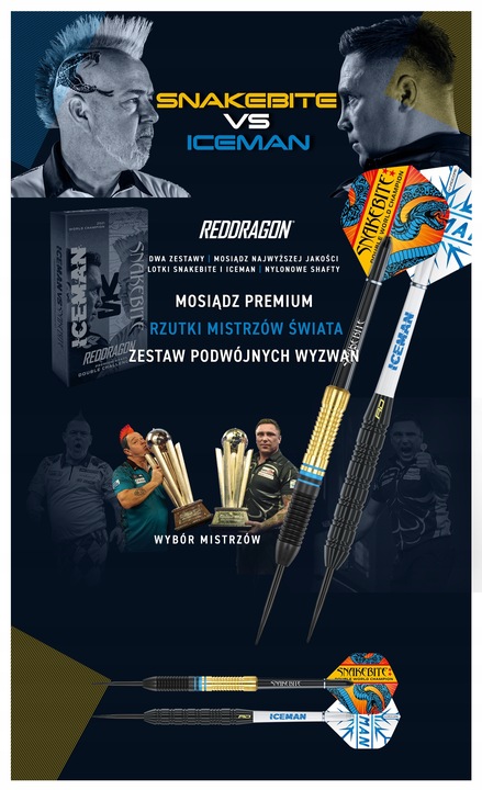 RED DRAGON Snakebite 21g vs Iceman 22g - Zestaw 6 Mosiężnych Rzutek