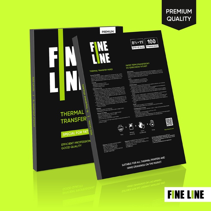 Kalka termiczna do tatuażu|papier transferowy|Fine Line 100 szt