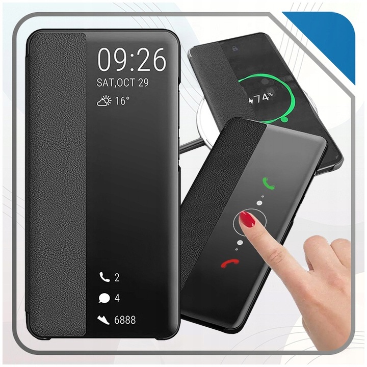 Etui do Samsung Galaxy S24 Ultra, SMART VIEW Case + SZKŁO 9D NA CAŁY EKRAN