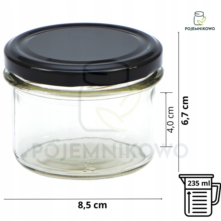 12x Słoik Szklany Na Przetwory 235 ml Prosty Słoiczek Do Dżemów Do Świec
