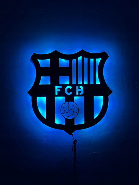 FC Barcelona Herb Lampka LED Piłka Nożna Prezent Lampka Nocna + GRATIS