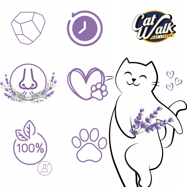 Żwirek bentonitowy dla kota CatWalk Compact Lawendowy 4x5L