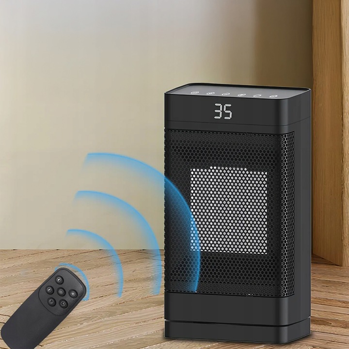 TERMOWENTYLATOR PRZENOŚNY GRZEJNIK FARELKA DO POKOJU Z PILOTEM 1500 W