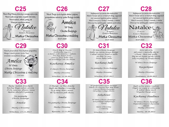 OBRAZEK SREBRNY NA CHRZEST ELEGANCKA UROCZA PAMIĄTKA ANIOŁEK Z GRAWEREM