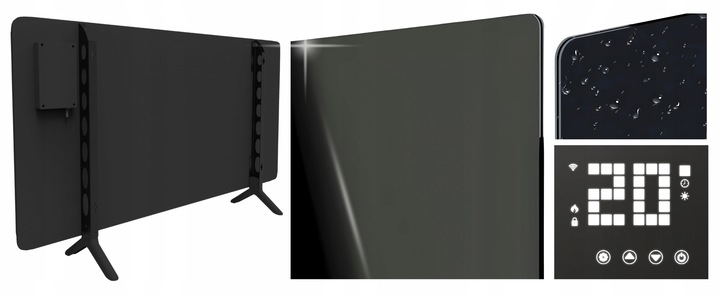 Szklany grzejnik na podczerwień promiennik PrimeHeat 720W WiFi Tuya