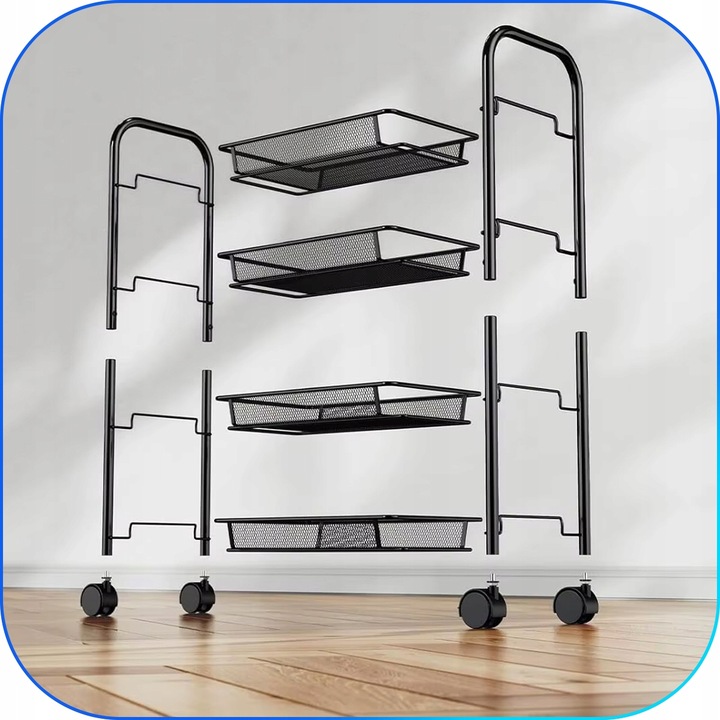 MOBILNY REGAŁ KUCHENNY ŁAZIENKOWY STOLIK NA KÓŁKACH METALOWY WÓZEK 4