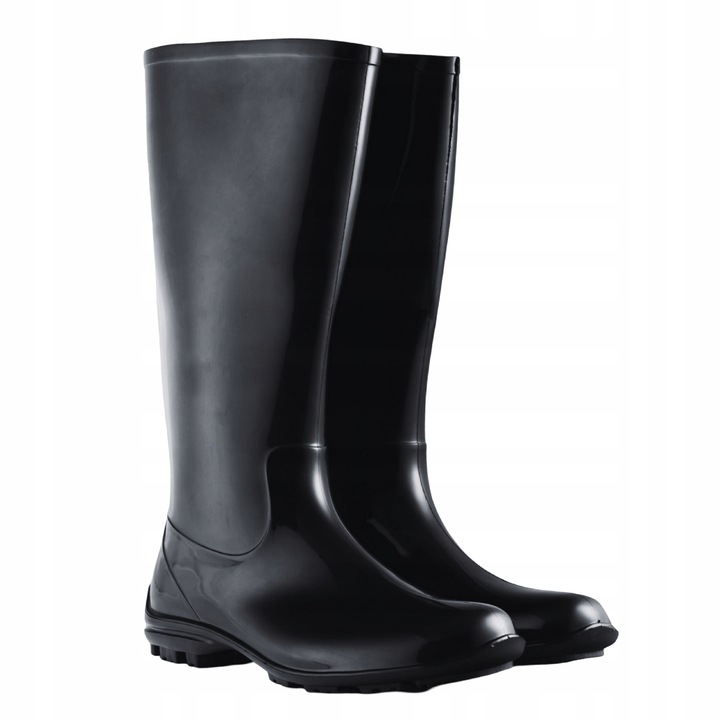Kalosze Damskie Gumowce Lekkie CZARNE Wygodne Wysokie Gumiaki Eleganckie
