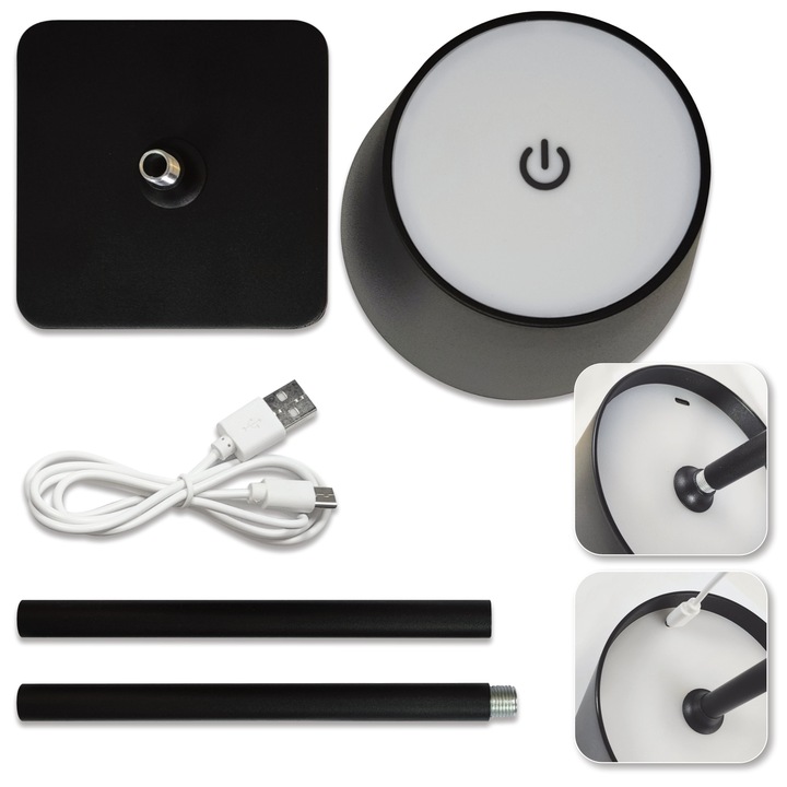 ELEGANCKA NOWOCZESNA BEZPRZEWODOWA LAMPKA NOCNA DOTYKOWA LED USB 3