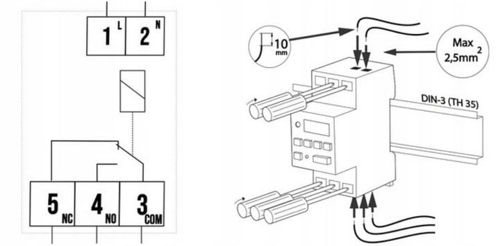 PROGRAMATOR ZEGAR CZASOWY TYGODNIOWY TH35 230V