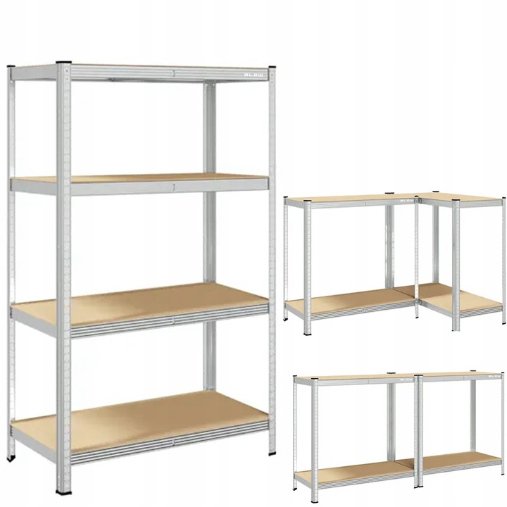 REGAŁ METALOWY MAGAZYNOWY 150x75x30cm 4 PÓŁKI MDF 150kg 600kg DO