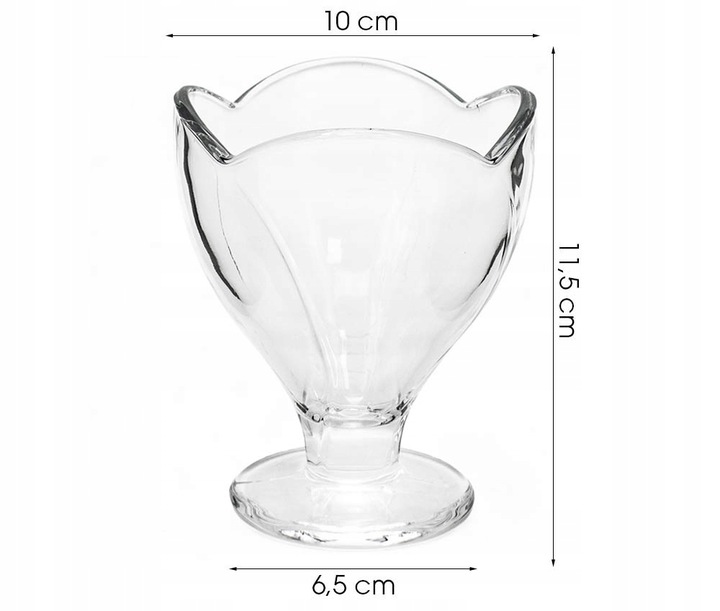 12x PUCHARKI 300ML PUCHAREK SZKLANE NA LODY DESER POJEMNIK KOMPLET ZESTAW
