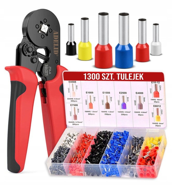 PRASKA ZACISKARKA DO TULEJEK KONEKTORÓW KOŃCÓWEK KABLI 0.25-10mm² 1300