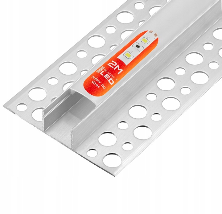 Profil LED aluminiowy wpuszczany do płytek płyt GK gipsowych 2m klosz