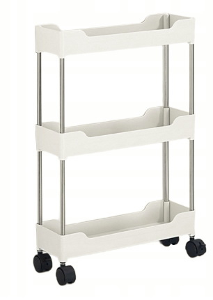 PÓŁKA ŁAZIENKOWA KUCHENNA SZAFKA NA KÓŁKACH ORGANIZER REGAŁ BIAŁY 3 POZIOMY