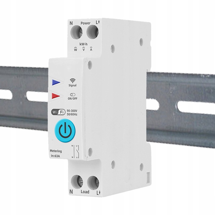 Przekaźnik WiFi 16A z pomiarem prądu mocy na szynę DIN TUYA Smart Life