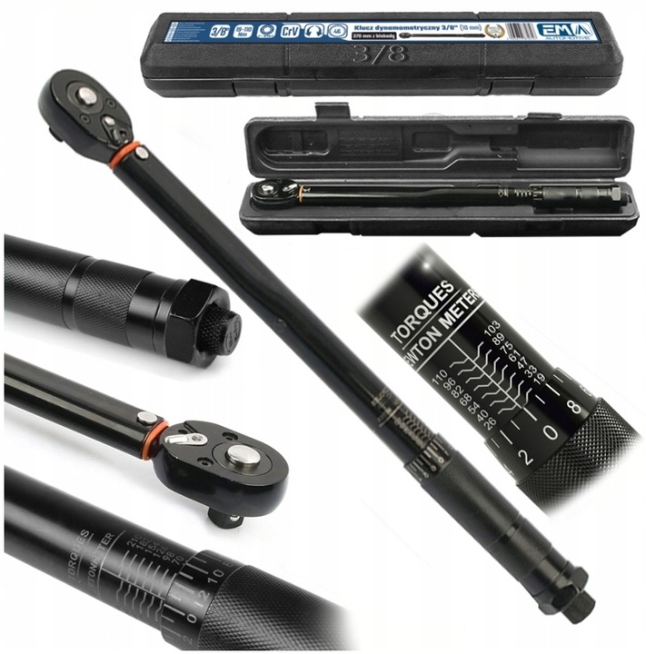 KLUCZ DYNAMOMETRYCZNY Z BLOKADĄ BLOKADA 3/8 " 19-110nm DWUKIERUNKOWY Z