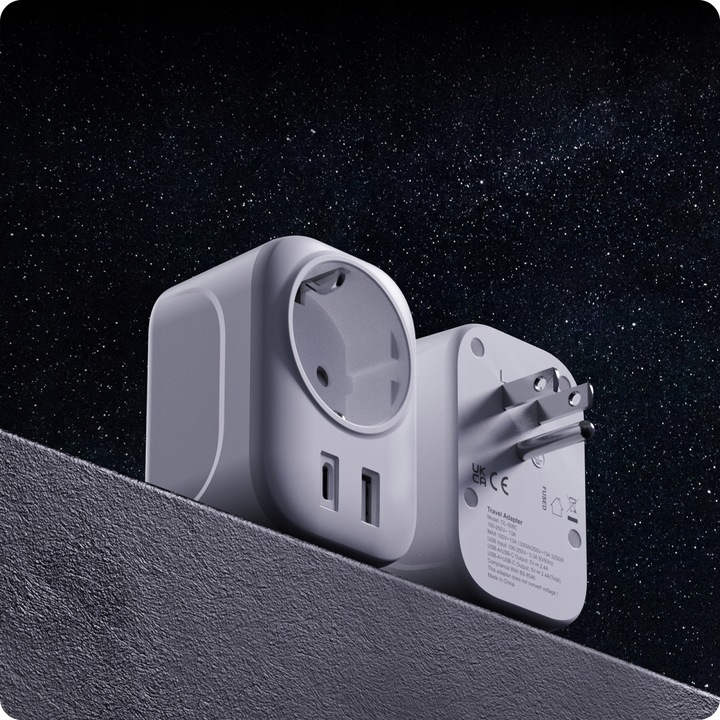 VOOMY Uniwersalna Przejściówka Gniazda USA EU Ładowarka USB i USB-C ŚWIAT