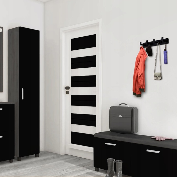 WIESZAK NA UBRANIA DO PRZEDPOKOJU ŚCIENNY CZARNY LOFT LISTWA Z 4