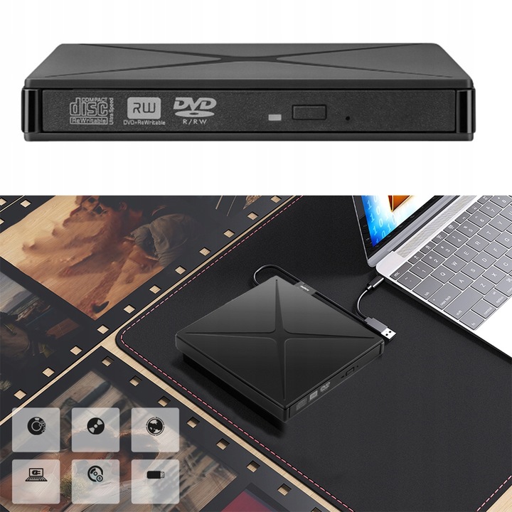 NAPĘD CD DVD +/-RW ZEWNĘTRZNY USB 3.0 NAGRYWARKA CD PRZENOŚNY ODTWARZACZ