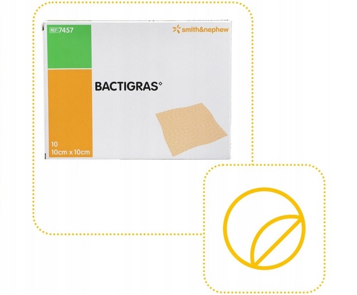 Opatrunek parafinowy z chlorhexydyną Smith&Nephew Bactigras 10x10cm 10 szt.