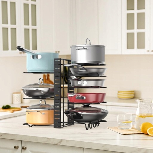 Stojak na Garnki i Pokrywki Kuchenny Organizer Regał Metalowy