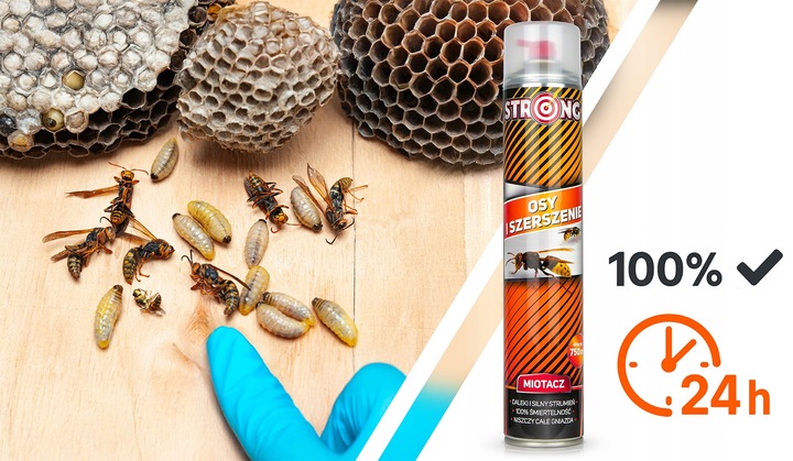 SPRAY PREPARAT NA OSY I SZERSZENIE NISZCZY GNIAZDA OS MIOTACZ STRONG