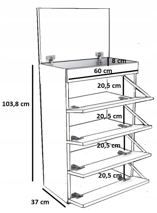 Szafka na buty FIGARO czarna 60cm regał obuwie garderoba schowek na